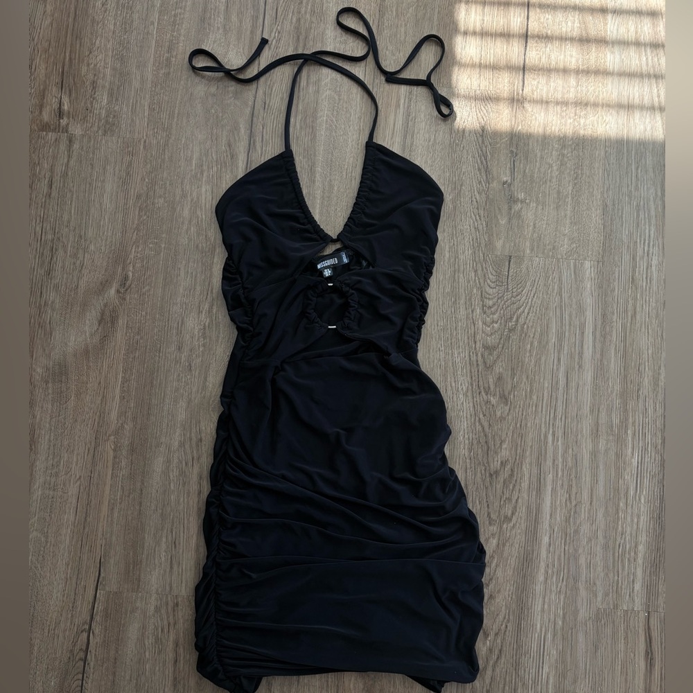 Missguided Black Halter Dress
